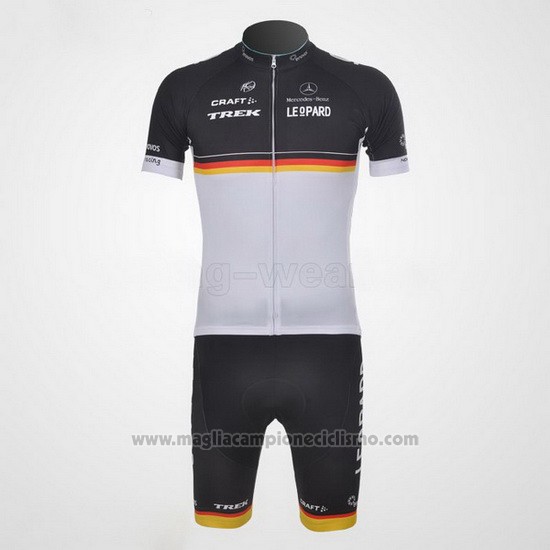 2011 Abbigliamento Ciclismo Trek Leqpard Campione Germania Nero e Giallo Manica Corta e Salopette